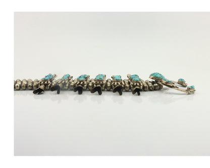 Navajo Squash Necklace 925 Silver Sleeping B Turquoise Native Handmade C.1970's