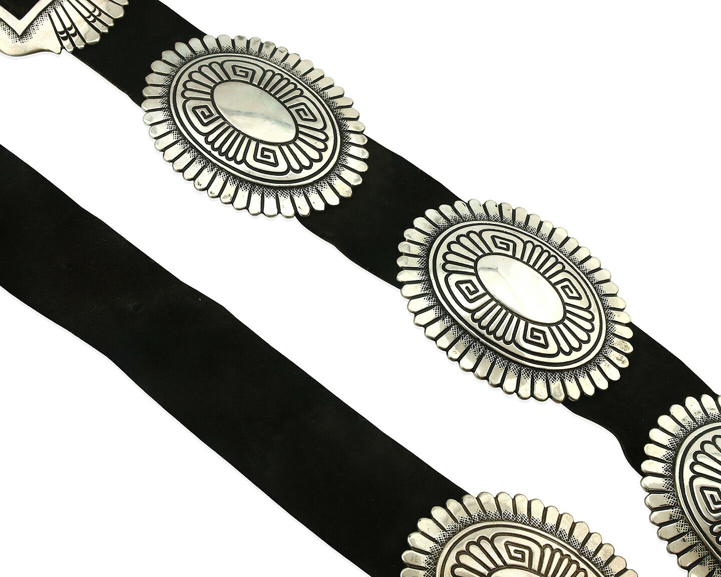 Navajo Concho Belt .925 Silver Hand Stamped Artist Tc Singer C.80's