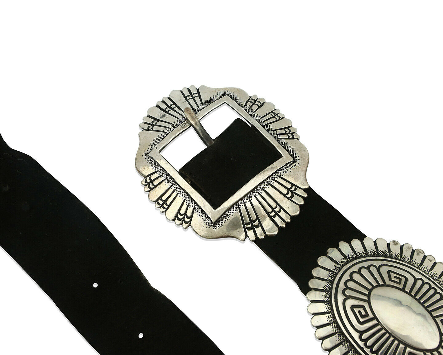 Navajo Concho Belt .925 Silver Hand Stamped Artist Tc Singer C.80's