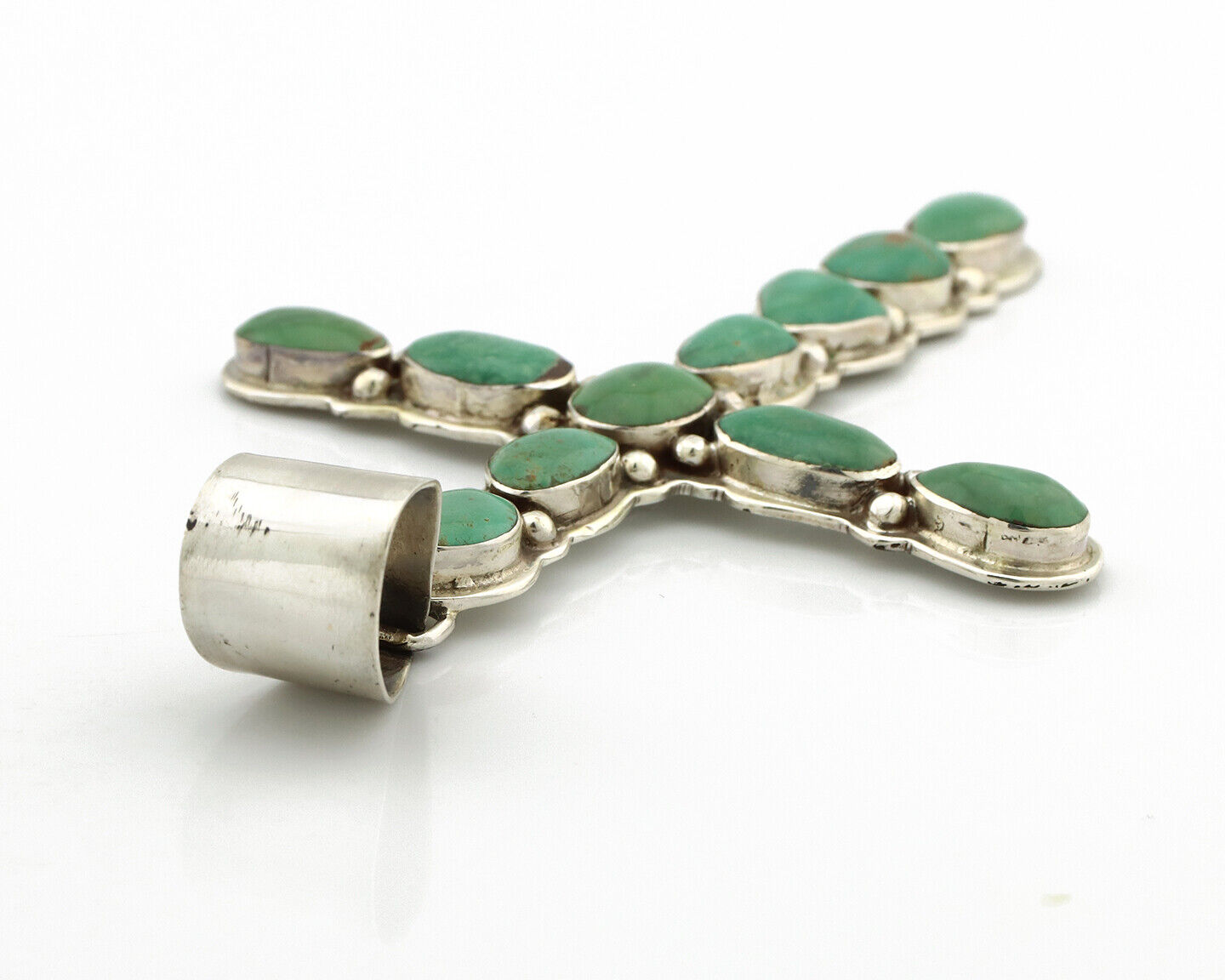 Navajo Cross Necklace 925 Silver Turquoise Artist Signed James Mason C.80's