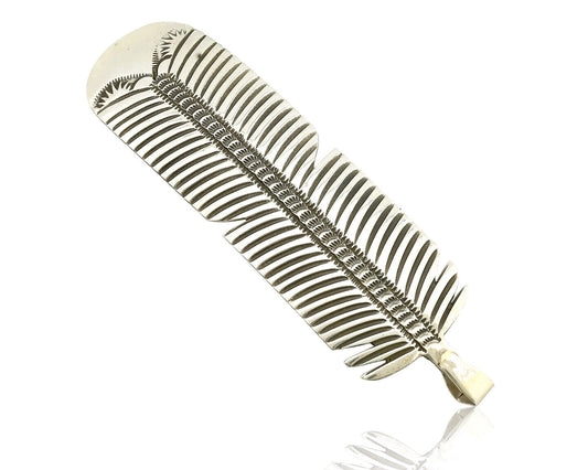 Navajo Hair Clip Barrette 925 Silver Hand Stamped Native Artist Signed BD C.80's
