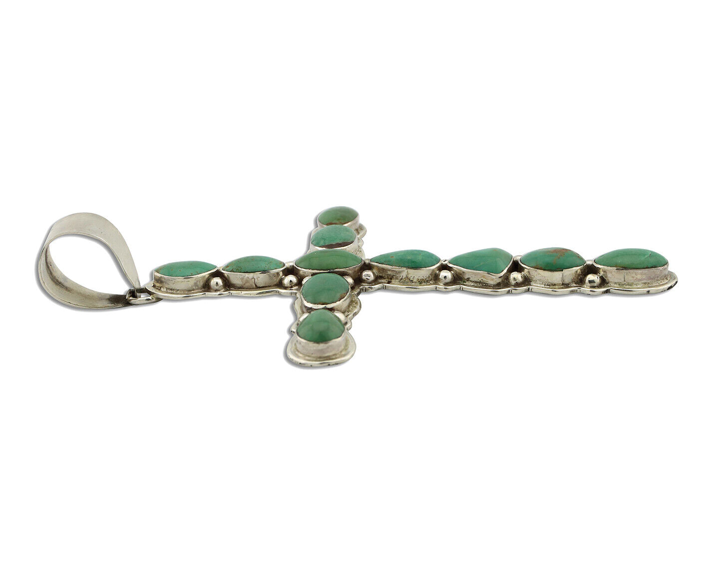 Navajo Cross Necklace 925 Silver Turquoise Artist Signed James Mason C.80's