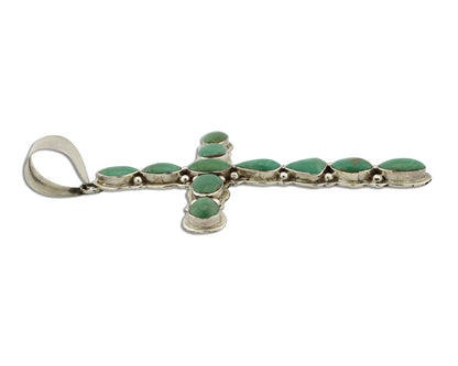 Navajo Cross Necklace 925 Silver Turquoise Artist Signed James Mason C.80's