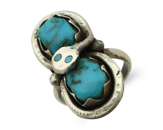 Zuni Ring 925 Silver Blue Turquoise Artist Signed Effie Calavasa C.80's