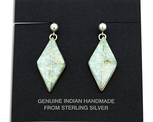 Zuni Artist Signed Gay-Gay .925 Sterling Silver Drop Earrings