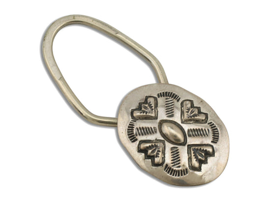 Navajo Key Chain .925 Silver Hand Stamped Native American Artist C.80s