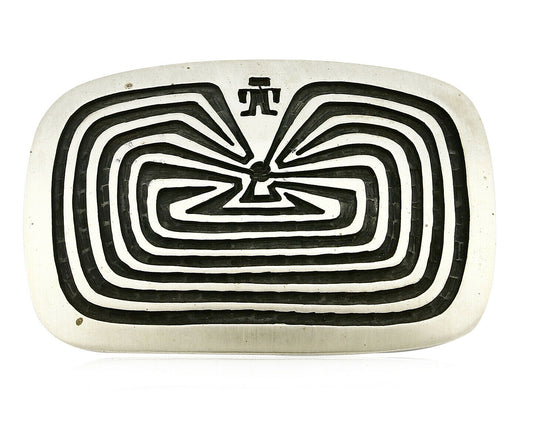 Women's Hopi Belt Buckle .925 Silver Man In The Man Signed Alvin Sosolda C.80's