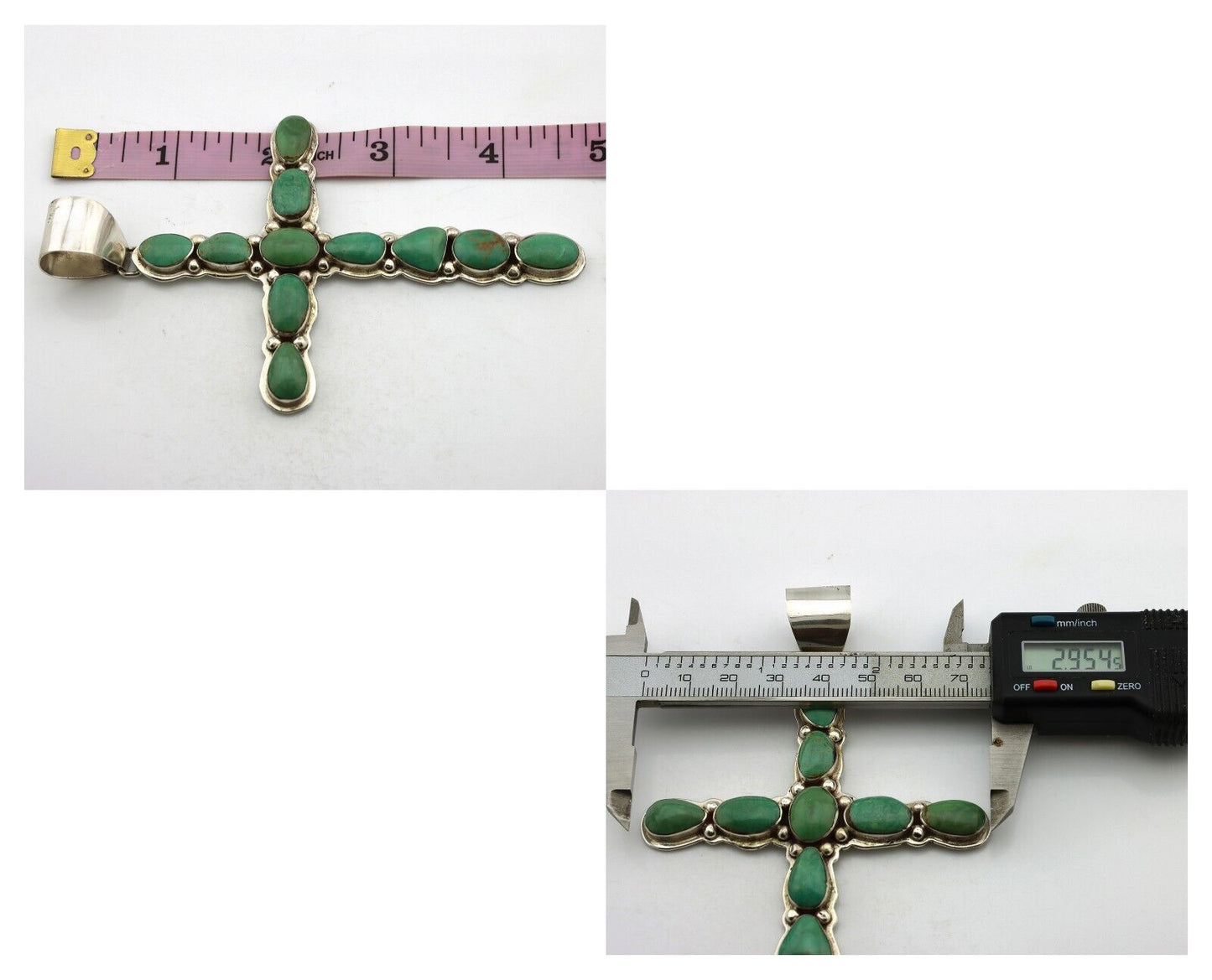 Navajo Cross Necklace 925 Silver Turquoise Artist Signed James Mason C.80's
