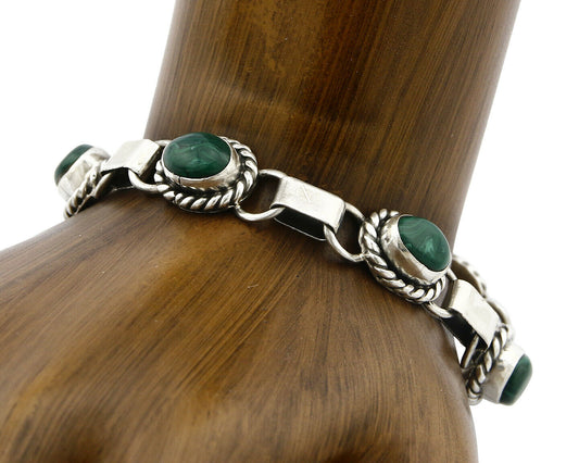 Women's Navajo Concho Bracelet .925 Silver Azurite Block Artist C.80's