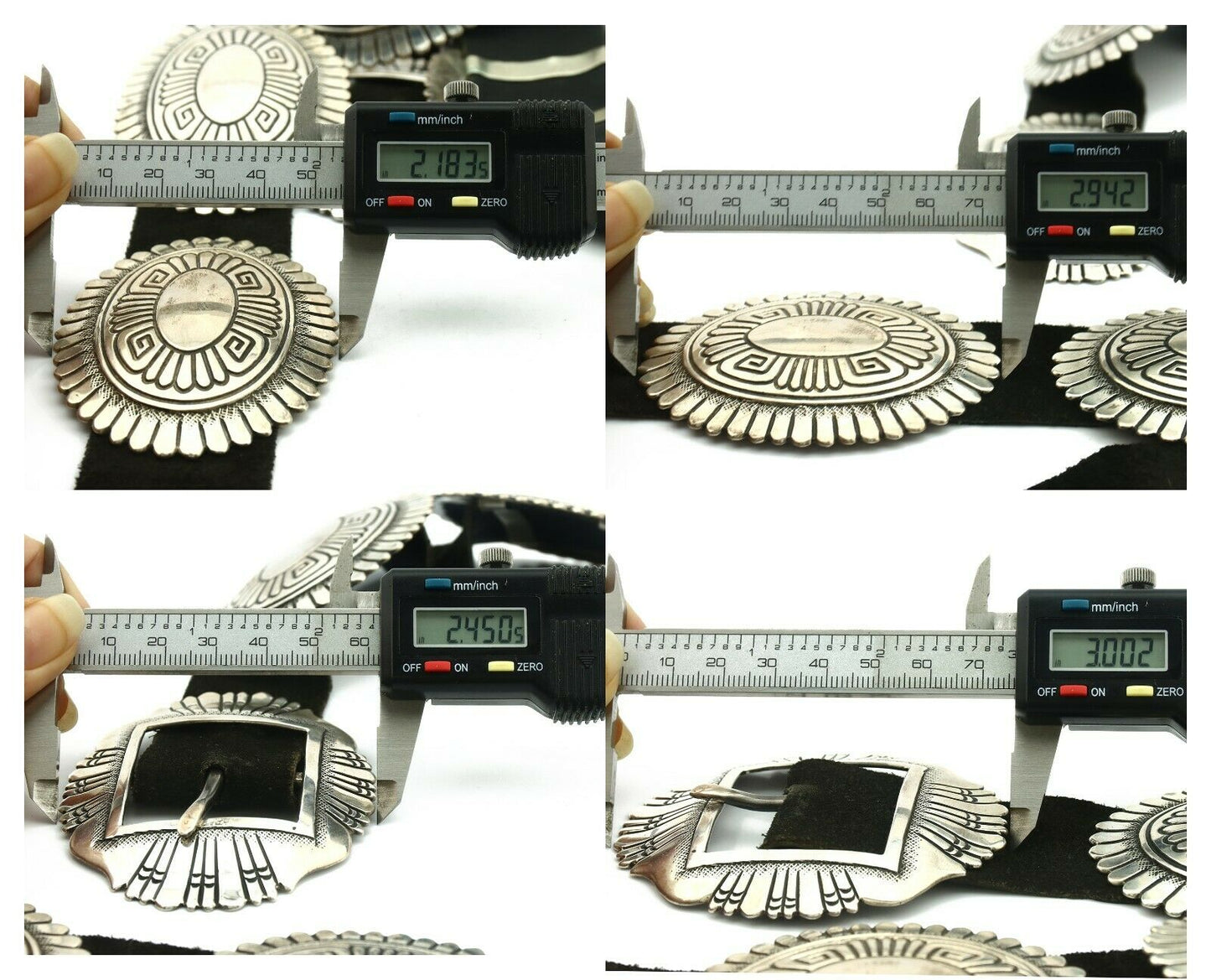 Navajo Concho Belt .925 Silver Hand Stamped Artist Tc Singer C.80's
