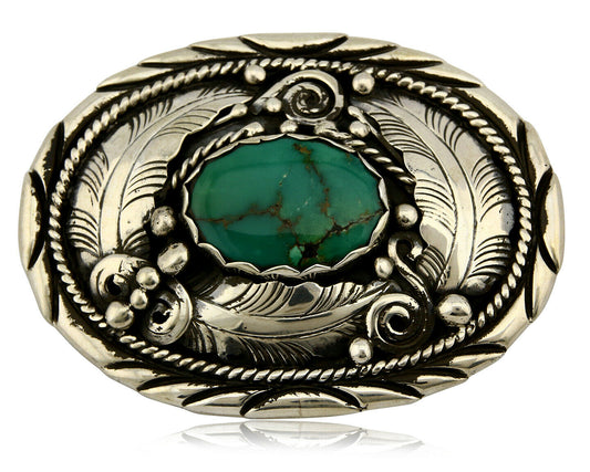 Navajo Belt Buckle .925 Silver Turquoise Native Artist Signed C Montoya C.80's
