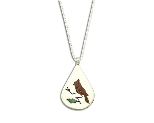 Navajo Inlaid Bird Pendant .925 Silver Handmade Signed LW C.80's