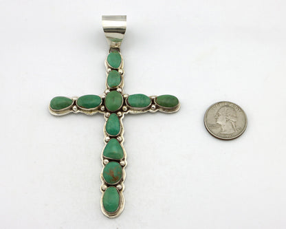 Navajo Cross Necklace 925 Silver Turquoise Artist Signed James Mason C.80's