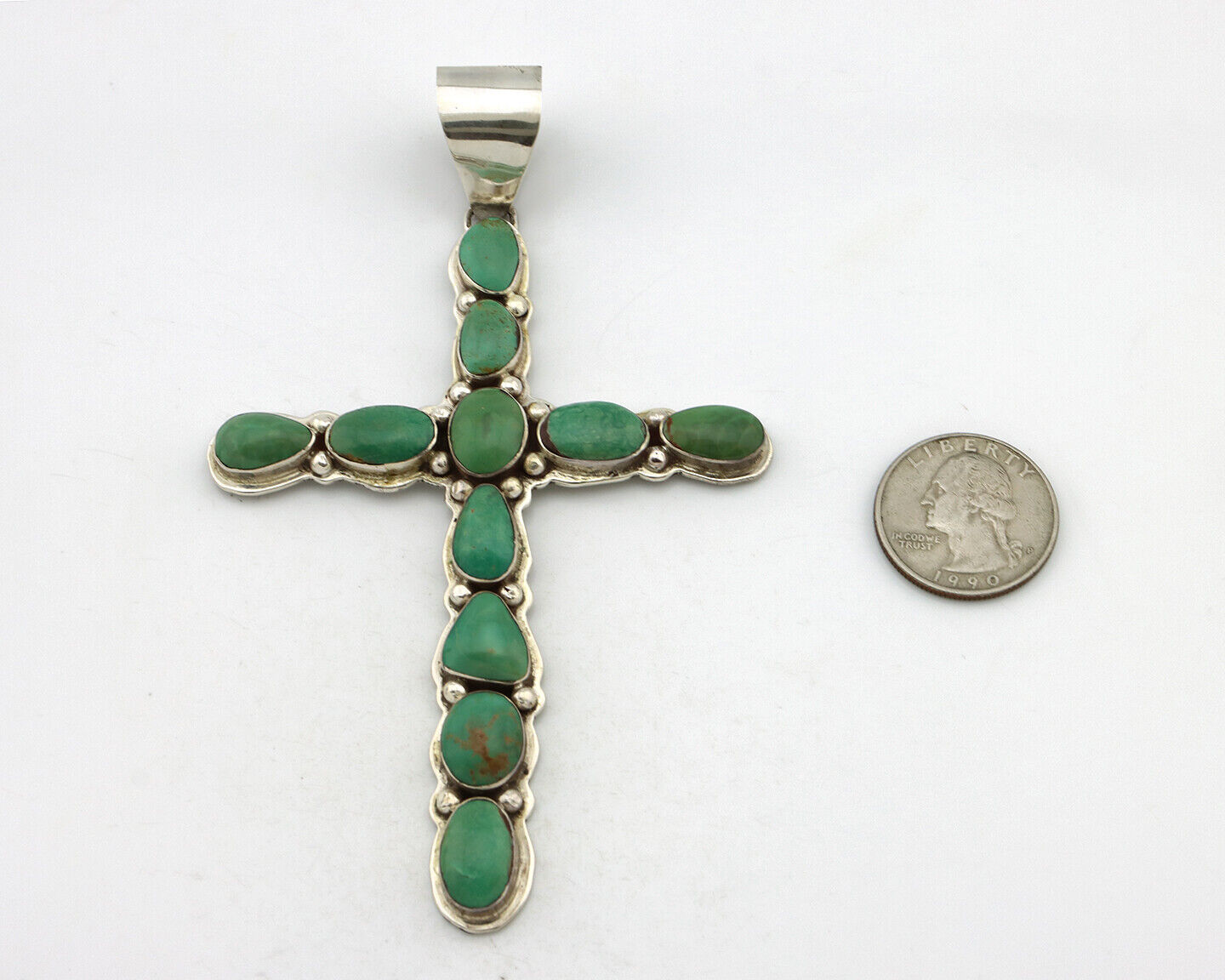 Navajo Cross Necklace 925 Silver Turquoise Artist Signed James Mason C.80's