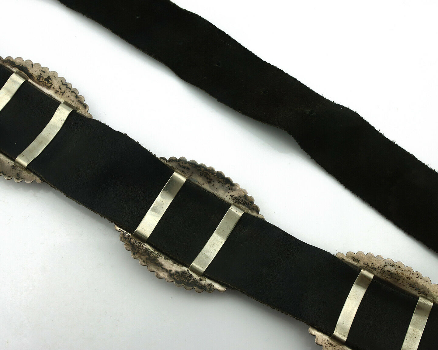 Navajo Concho Belt .925 Silver Hand Stamped Artist Tc Singer C.80's