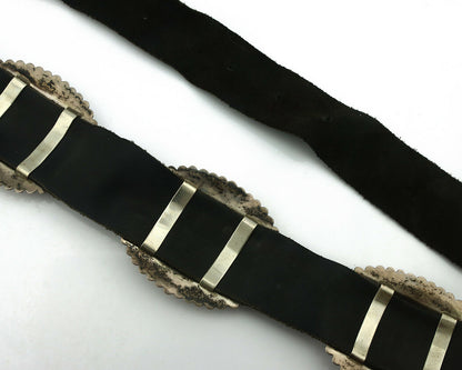 Navajo Concho Belt .925 Silver Hand Stamped Artist Tc Singer C.80's
